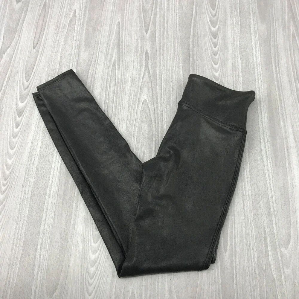 Spanx Women's Black Faux Leather Shiny Leggings Size: Small‎